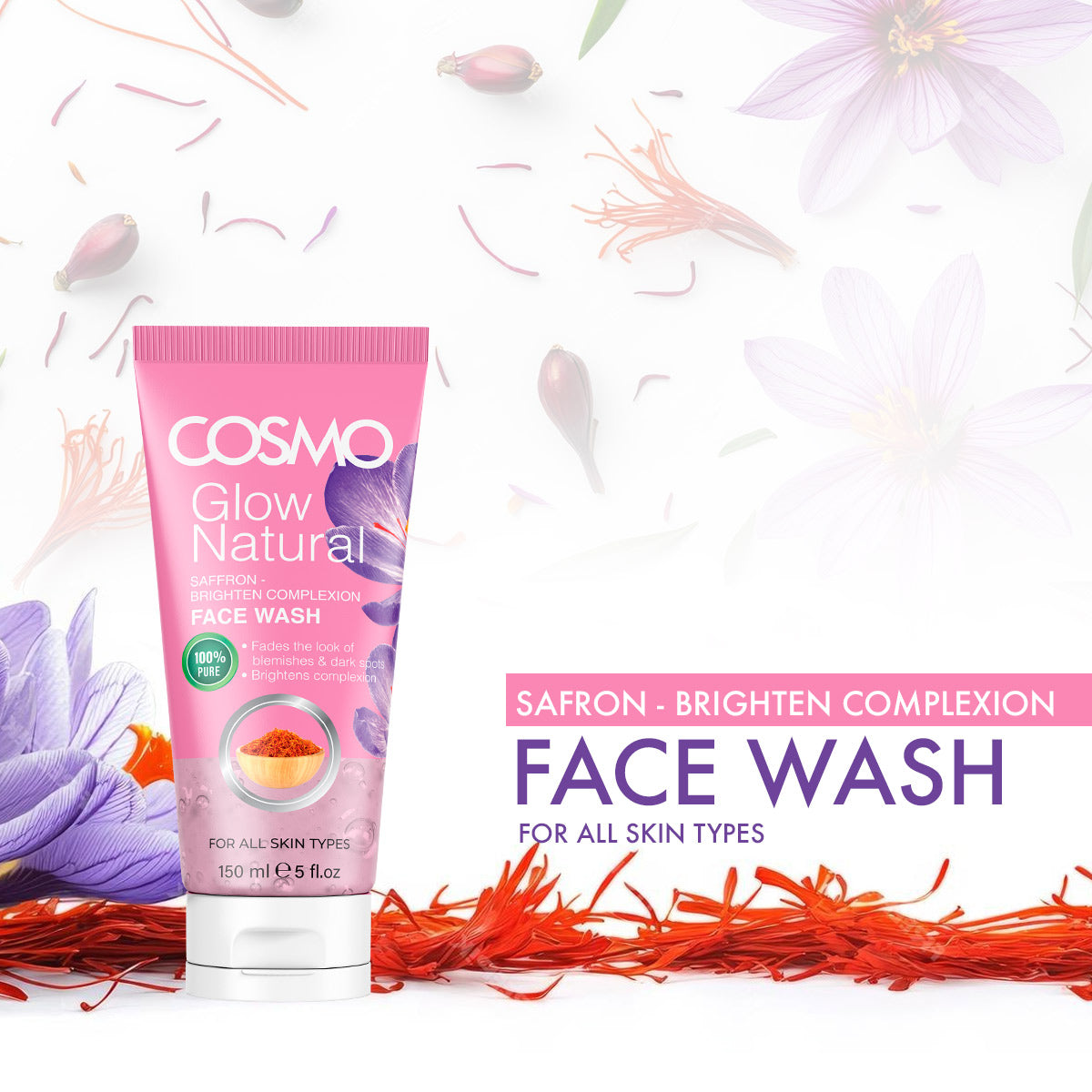 Glow Natural Saffron Brighten Complexion Face Wash